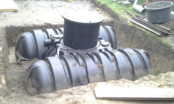 rioleringswerken met uitgraven, leggen en aanwerken put